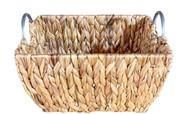 Cesta de palha com alca em metal m