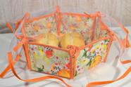 Cesta de Pão em Tecido Dupla Face - Abóboras