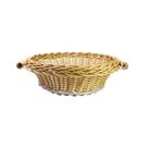 Cesta De Pão Redonda Vime Sintético Com Alça de Bambu P Caramelo