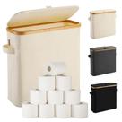 Cesta de papel higiênico FubeGi Large Bamboo Storage com tampa