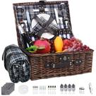 Cesta de Picnic de Mimbre Neti Neti para 4 Personas con Nevera y Manta Cesta de Picnic de Mimbre Neti Neti para 4 Personas con Nevera y Manta