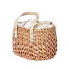 Cesta de Piquenique KINGWILLOW Isolada de Vime Natural 28x20x20cm