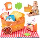 Cesta de piquenique Sensory Toy Hahaland de 6 a 12 meses com rugas, chocalhos, mordedor e espelho