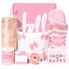 Cesta de presente Suhctuptx, 9 peças, conjunto rosa de autocuidado para mulheres