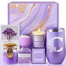 Cesta de presentes de spa, conjunto inicial de lavanda MADDIFY com copo