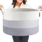 Cesta de Ropa COMFY-HOMI XXXL de Algodón Trenzado 53x53x35 cm
