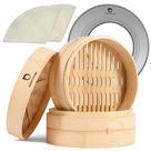 Cesta de vapor de bambu HAPPI STUDIO de 2 camadas para cozinhar 25 cm