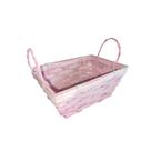 Cesta Decorativa de Bambu Retangular com alça - Rosa - 18cm - 1 unidade - Cromus - Rizzo