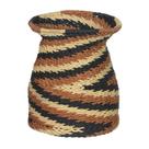 CESTA DECORATIVA FIB.PAPEL MARROM E PRETO 28cm 18d HAND MADE