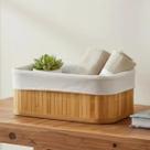 Cesta Desmontável Multiuso Bambu 38x28cm Alça Organizadora Mundiart