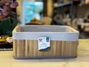 Cesta em bambu com tecido retangular 32x22/13