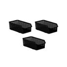 Cesta Empilhavel Organizador Multiuso Preto Cesto 3un