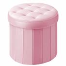 Cesta otomana dobrável para armazenamento, redonda, 36x36x33cm, veludo rosa Cesta otomana dobrável para armazenamento, redonda, 36x36x33cm, veludo rosa