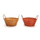 Cesta Oval De Bambu Com Alça Marrom Vermelho Un - Cromus