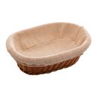 Cesta Oval de Rattan Plástico com Forro em Tecido 27cm x 20cm x 8cm - Lyor