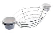 Cesta oval em aço inox com 2 molheiras em melamina Dynasty Fry