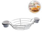Cesta oval fly aço inox 2 molheiras melamina prata dynasty Cesta oval fly aço inox 2 molheiras melamina prata dynasty
