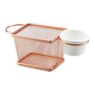 Cesta para Alimentos em Aço Inox Rosê com Molheira De Melamina 10 x 8 x 7,5cm Cesta para Alimentos em Aço Inox Rosê com Molheira De Melamina 10 x 8 x 7,5cm