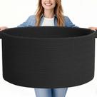 Cesta para Mantas GOPAS 64x41 cm Cuerda de Algodón Negra 2 PC