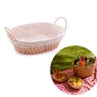 Cesta para pão de rattan oval com Forro em Tecido 30,5cm