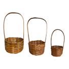 Cesta Redonda De Bambu Decorativo Festa Kit com 3 Unidades