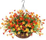 Cesta suspensa de flores artificiais para decoração de outono Ammyoo