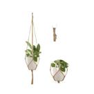 Cesta Suspensa Para Vaso De Flores Em Macramê, Feita À Mão, Com Corda Trançada, Saco De Rede,