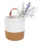Cesta suspensa RUIZHIXUAN 16x18 cm de corda de algodão branca/marrom