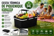 Cesta Térmica Piquenique Dobrável Com Alça Premium Bolsa Praia Camping 34l Cesta Térmica Piquenique Dobrável Com Alça Premium Bolsa Praia Camping 34l