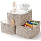 Cestas de armazenamento Maxuni Woven Shelf Toy Shelf, pacote com 3 unidades, marrom