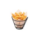 Cestinha Fritas Redondo Inox Preto Servir Petiscos Bar
