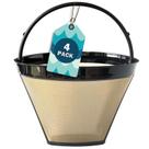 Cestlaive Filtro Permanente Reutilizável de Cesta para Café Cone Dourado Nº 4 para Cafeteira Cuisinart (Pacote com 4)