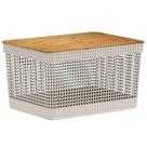 Cesto 20L Organizador OU Grid Bege com Tampa de Bambu