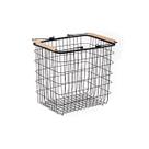 Cesto aramado 47l com alca de bambu preto oikos