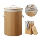 Cesto Bambu Roupa Suja Dobrável com Tampa e Forro Removível Organizador Cesto Bambu Roupa Suja Dobrável com Tampa e Forro Removível Organizador