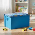 Cesto bau azul porta brinquedo infantil montessoriana
