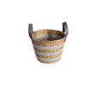 Cesto C/alca De Fibra Natural E Algodao 24cm Cinza Paramount
