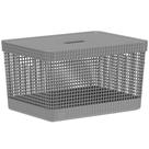 Cesto Caixa 20L Multiuso OU Grid Cinza 22,2cm x 28cm x 38cm
