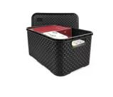 Cesto Caixa Baixa Organizador Rattan M Tampa Alça 8L Multius