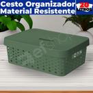 Cesto Caixa Organizadora C/ Tampa Armário Gaveta Lavanderia 20L Grande (46X34)
