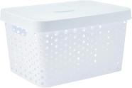 Cesto Caixa Organizadora Rattan C/ Tampa 17L BRANCO Usual 539
