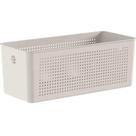 Cesto Caixa Organizadora Retangular 33x15x13cm Perfurações 6,6L Bege Flow
