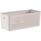 Cesto Caixa Organizadora Retangular 33x15x13cm Perfurações 6,6L Bege Flow
