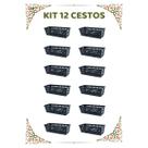 Cesto Cestinho Organizador Retangular Kit 12 Unidades Preto