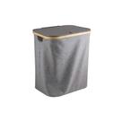 Cesto com tampa para lavanderia com bambu grey 41x49 cm - mimo style - bh20406 7621 Cesto com tampa para lavanderia com bambu grey 41x49 cm - mimo style - bh20406 7621