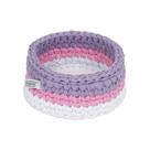 Cesto Crochê Redondo 15 CM Rosa e Lilás Quarto Bebê Infantil