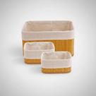 Cesto de Bambu Natural Kit 3 Organizadores Quarto Banheiro