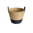 Cesto De Fibra Natural C/alca 33x28cm Preto Paramount