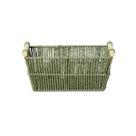 Cesto de Fibra Natural com Alça em Bambu Verde Esmeralda - 35X23X15