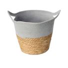 Cesto De Fibra Natural E Algodao C/alca 33x28cm Cinza
